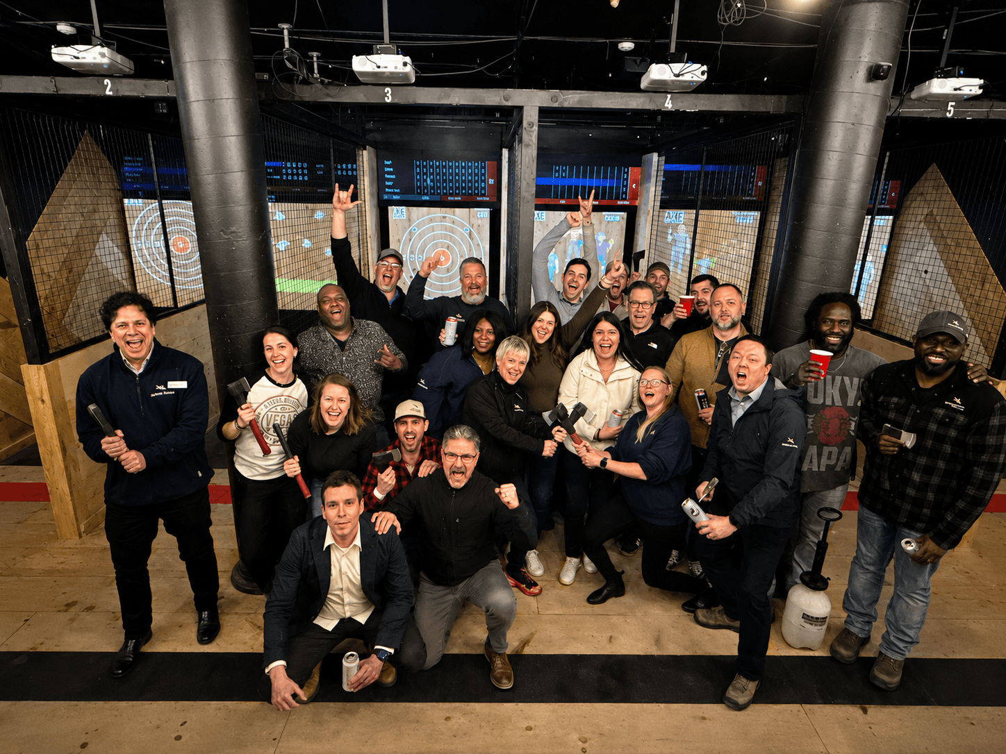 Group celebrating at AXED at The Bunker